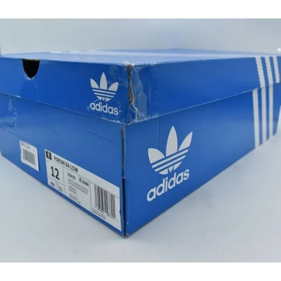 Adidas Mens Size 12 Forum 84 Low Off White Navy Blue Court Shoes Sneakers