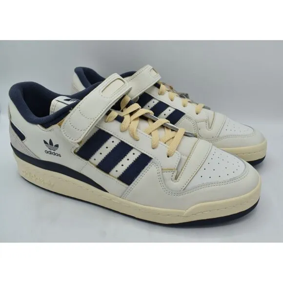 Adidas Mens Size 14 Forum 84 Low Off White Navy Blue Court Shoes Sneakers