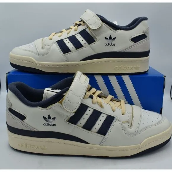 Adidas Mens Size 14 Forum 84 Low Off White Navy Blue Court Shoes Sneakers