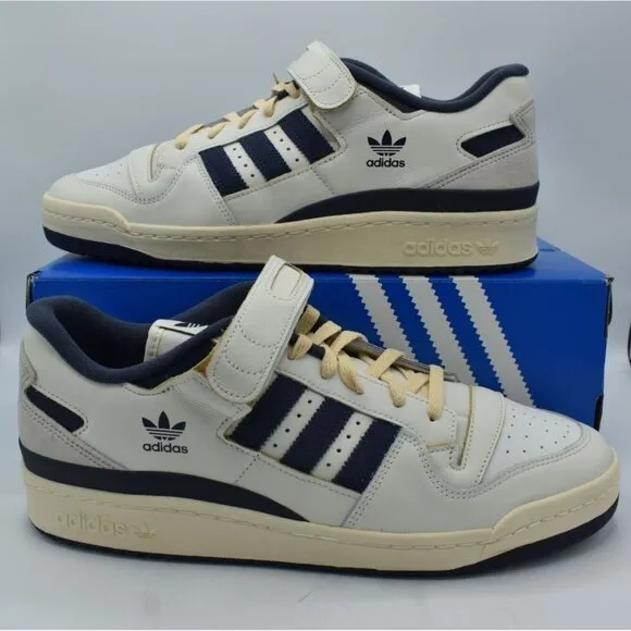 Adidas Mens Size 14 Forum 84 Low Off White Navy Blue Court Shoes Sneakers