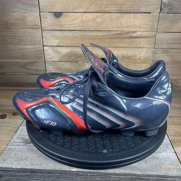 Adidas Mens Size 12 F10 Traxion Blue Red Lace Up Soccer Shoes Cleats Vintage