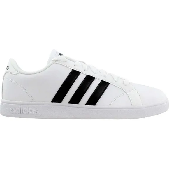 Adidas Neo Baseline M Leather Sneakers - White w/ Black Stripes
