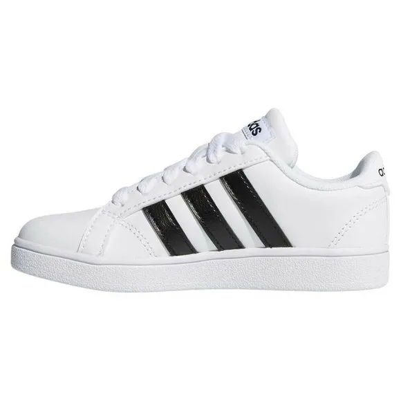 Adidas Neo Baseline M Leather Sneakers - White w/ Black Stripes
