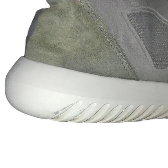 Adidas Originals Gray Marl Tubular Defiant Knit/Suede Marathon Running Sneakers