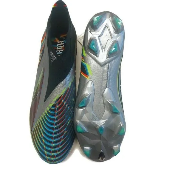 Adidas Predator Edge  FG Firm Ground Soccer Shoes Mens 13 Metallic Silver Black