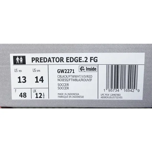 Adidas Predator Edge.2 FG Mens Soccer Cleats Size 13 Black Blue Red White GW2271