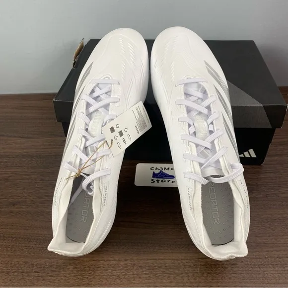 adidas Predator League FG Soccer Shoes White Silver IE2372 Men Sz