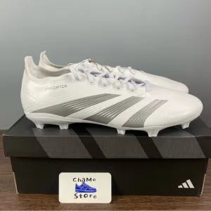 adidas Predator League FG Soccer Shoes White Silver IE2372 Men Sz