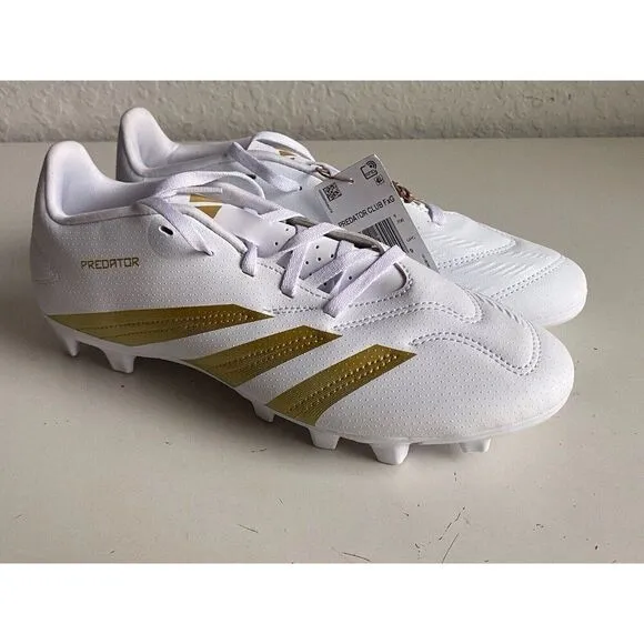 Adidas Predator Club FxG Soccer Cleats White Gold  Cleat IF6342 Men’s Sz 8.5