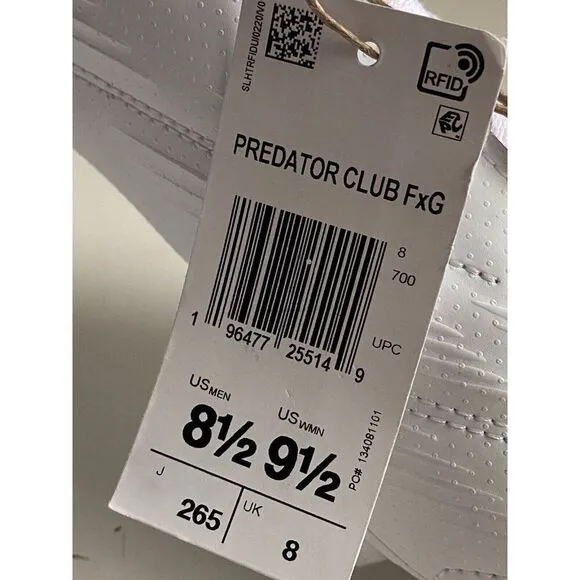 Adidas Predator Club FxG Soccer Cleats White Gold  Cleat IF6342 Men’s Sz 8.5