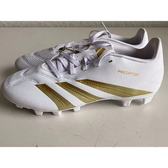Adidas Predator Club FxG Soccer Cleats White Gold  Cleat IF6342 Men’s Sz 8.5
