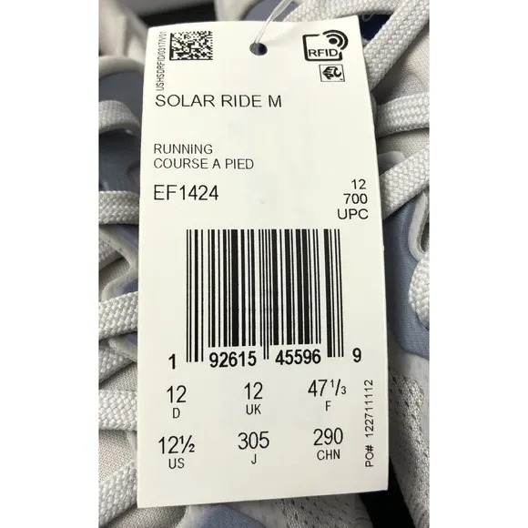 Adidas Running Gym Solar Ride Shoes EF1424 Gray Blue Mens 12.5 NEW Fast Shipping