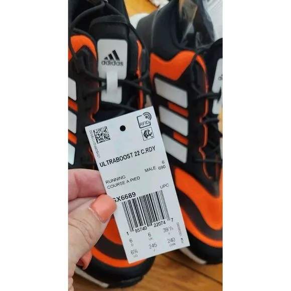 Adidas Running Shoes Mens 6.5 Ultraboost 22 C.ARDY Orange Gym Workout GX6689 NEW