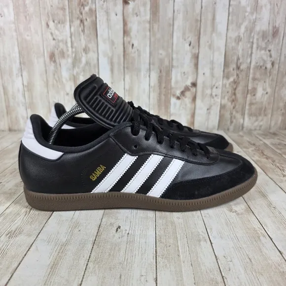 Adidas Samba Classic Sneakers Leather Soccer Shoes Black White Gum Size 10.5