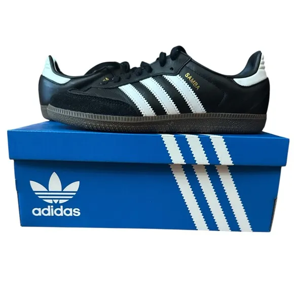 Adidas Samba Og J Boys Shoes Size 5 Color Black/White/Gum Soccer Futbol
