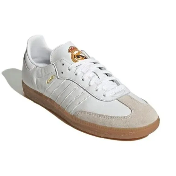 Adidas Samba x Team Real Madrid Soccer Men Size 13 Shoes White Gum HQ7032