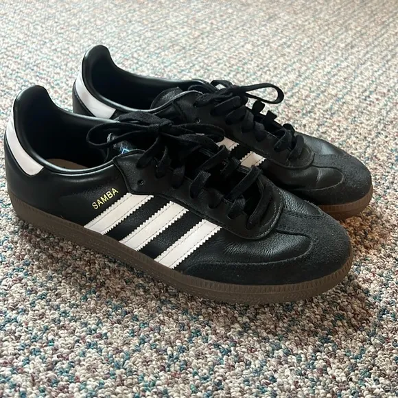 Adidas Sambas Samba Sneakers Shoes Black Suede Leather Low Top size W 7.5 NWOB