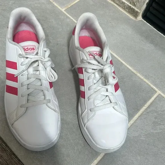 adidas Shoes Grand Court K Sneaker White/Real Pink White Size 5