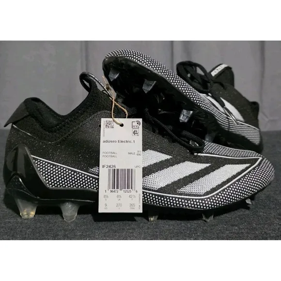 Adidas Shoes Mens US 9 Adizero Electric.1 IF2426 Black/White Football Cleats NEW