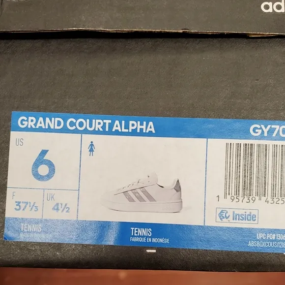 Adidas Size 6 Grand Court Alpha White Tennis Shoes GY7056