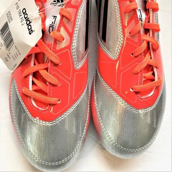 Adidas Soccer Cleats NWT  F10/F50 Youth 6 Women equivalent 7.5  Silver Orange