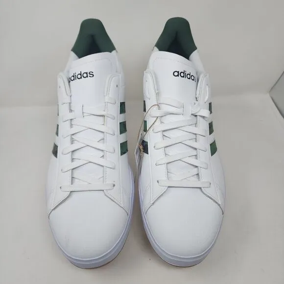 Adidas Tennis Shoes Mens 13 White Green Camo Grand Court Cloudfoam Sneakers