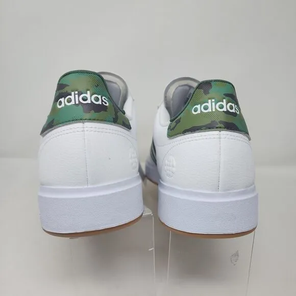 Adidas Tennis Shoes Mens 13 White Green Camo Grand Court Cloudfoam Sneakers