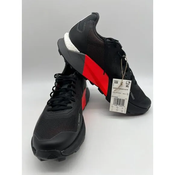 Adidas Terrex Agravic Ultra Trail Mens Black Red Running Shoes FY7628 Size 7🛒