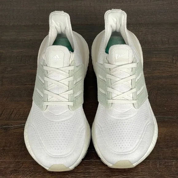 adidas UltraBOOST 21 x Parley Primeknit Mens 7.5 White Running Shoes Workout Gym