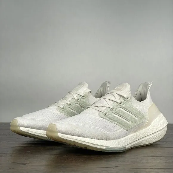 adidas UltraBOOST 21 x Parley Primeknit Mens 7.5 White Running Shoes Workout Gym