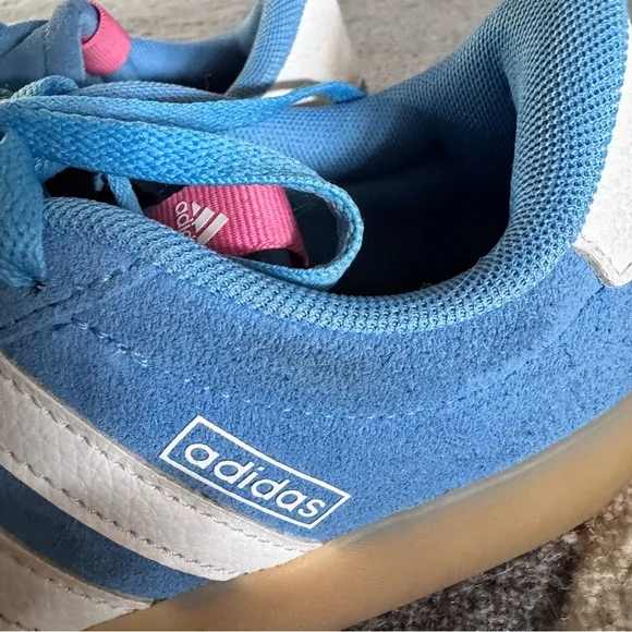 Adidas VL Court Baby Blue White Strip Tan Sole Sneakers Shoes Bright Spring 8