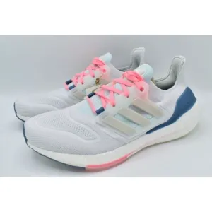 Adidas Womens Size 10 Ultraboost 22 White Grey Pink Road Running Shoes Sneakers