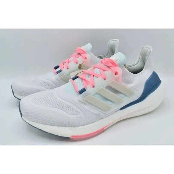 Adidas Womens Size 10 Ultraboost 22 White Grey Pink Road Running Shoes Sneakers