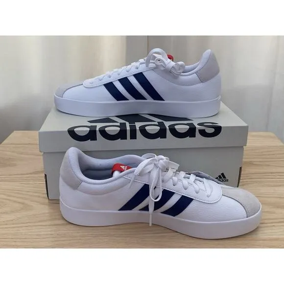 adidas Women’s VL Court 3.0 Tennis Shoes Sneakers Sz 8.5 White Dark Blue