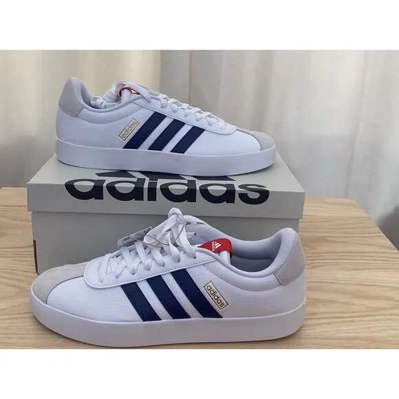 adidas Women’s VL Court 3.0 Tennis Shoes Sneakers Sz 8.5 White Dark Blue