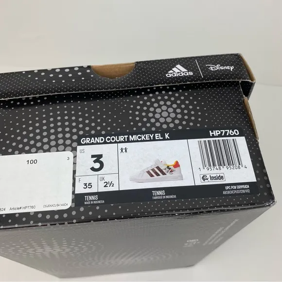 Adidas x Disney Kids Mickey Mouse Grand Court Sneakers Size 3 NIB NEW