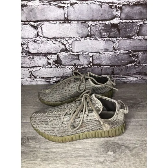 adidas Yeezy Boost 350 Grey Knit Lace Up Gym Sneakers Shoes Men’s Sz 7M US/40EU