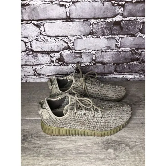 adidas Yeezy Boost 350 Grey Knit Lace Up Gym Sneakers Shoes Men’s Sz 7M US/40EU