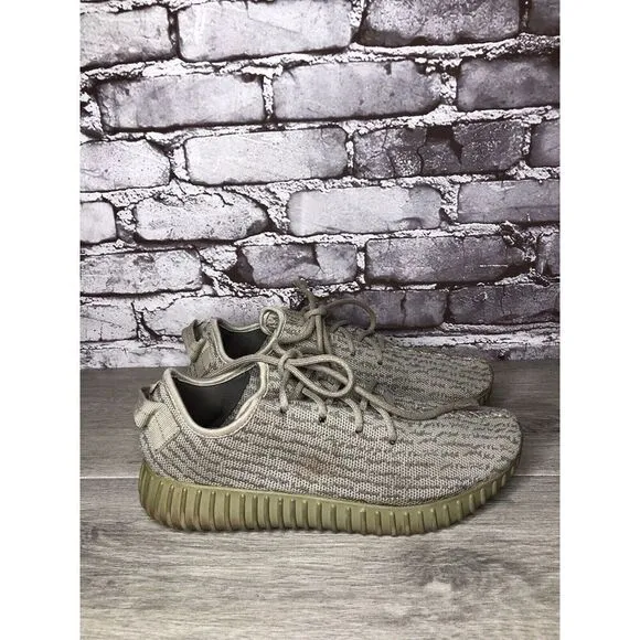 adidas Yeezy Boost 350 Grey Knit Lace Up Gym Sneakers Shoes Men’s Sz 7M US/40EU