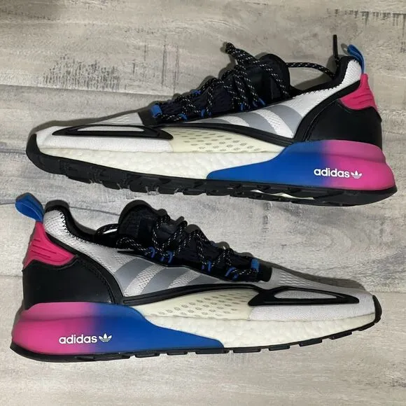 Adidas ZX 2K Boost Shoes Mens Size 10.5 FX8835 White/Blue/Black/Pink Running