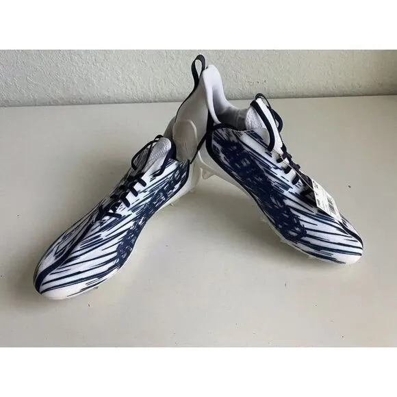 Adidas Adizero Football Cleats White Navy Blue Shoes GZ6912 Men's Sz 14 NEW
