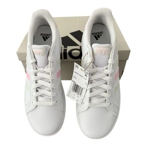 Adidas Grand Court 2.0 Big Kids Youth Size 6 IH4886 White Pink Green
