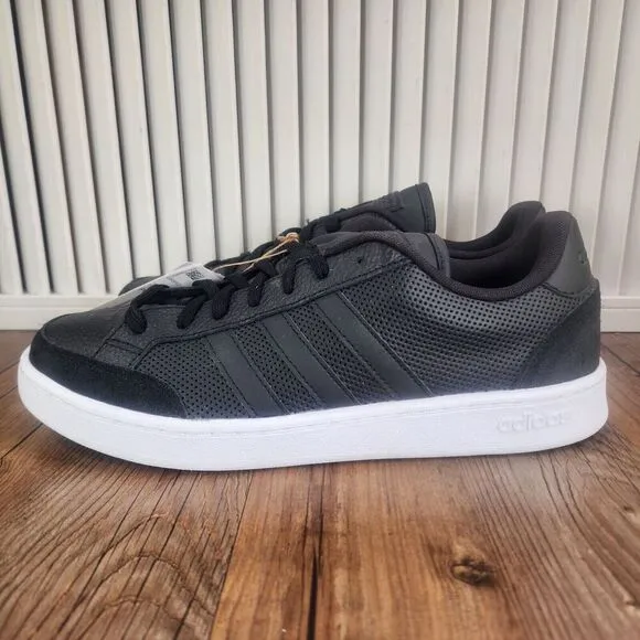 Adidas Grand Court SE Mens 10 Black White Leather Lifestyle Sneaker Shoes FY8549