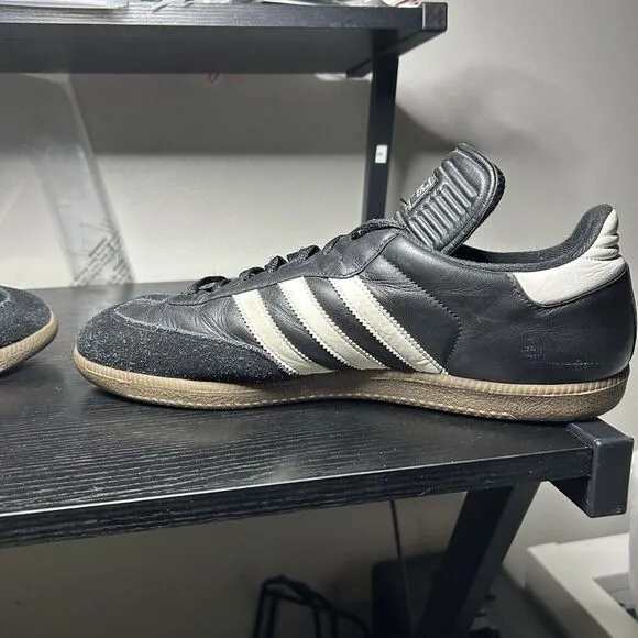 Adidas Mens Shoes Black White 12.5 Samba Soccer Suede Leather Athletic 034563