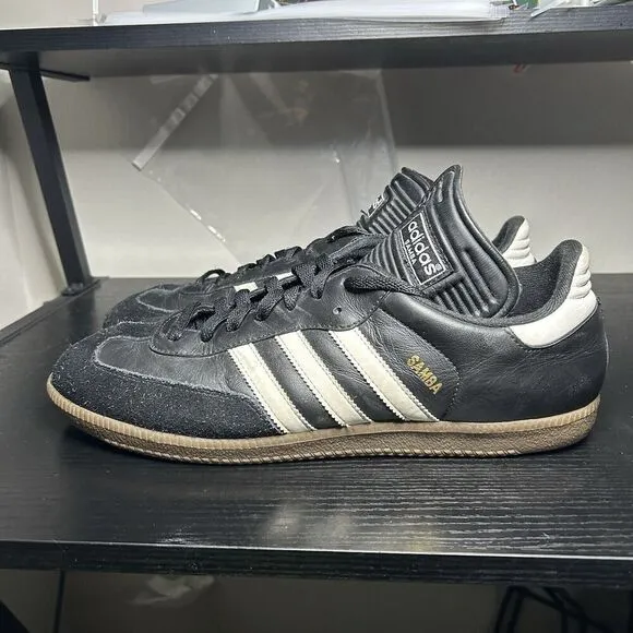 Adidas Mens Shoes Black White 12.5 Samba Soccer Suede Leather Athletic 034563