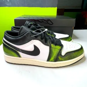 Air Jordan 1 Low SE Mens Size 11.5 Sneakers Black &amp; Electric Green Shoes
