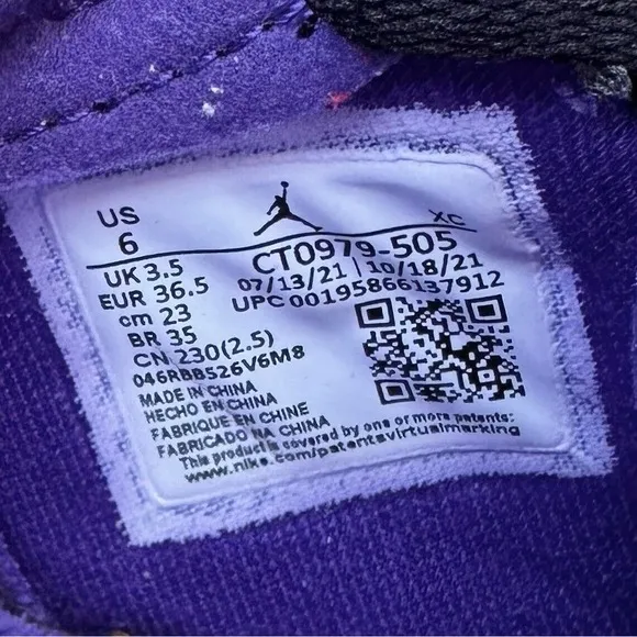 Air Jordan 1 Zoom CMFT Court Purple Patent Shoes CT0979-505 Women's Size 6 US