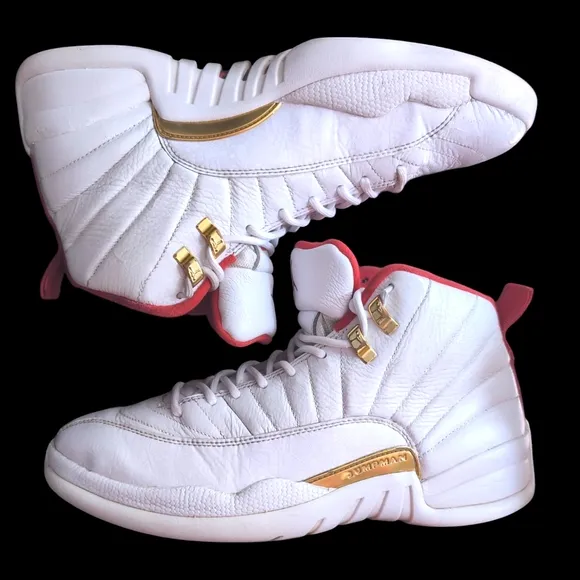Air Jordan 12 Retro FIBA World Cup White, Red &amp; Gold Men's Sz 10.5 US Sneakers