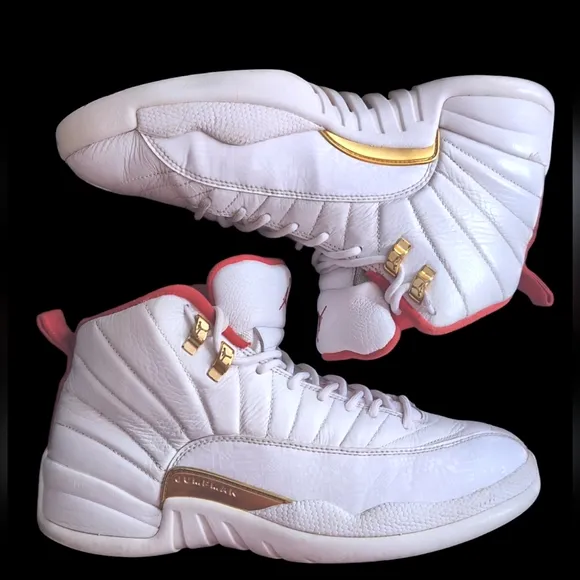 Air Jordan 12 Retro FIBA World Cup White, Red &amp; Gold Men's Sz 10.5 US Sneakers