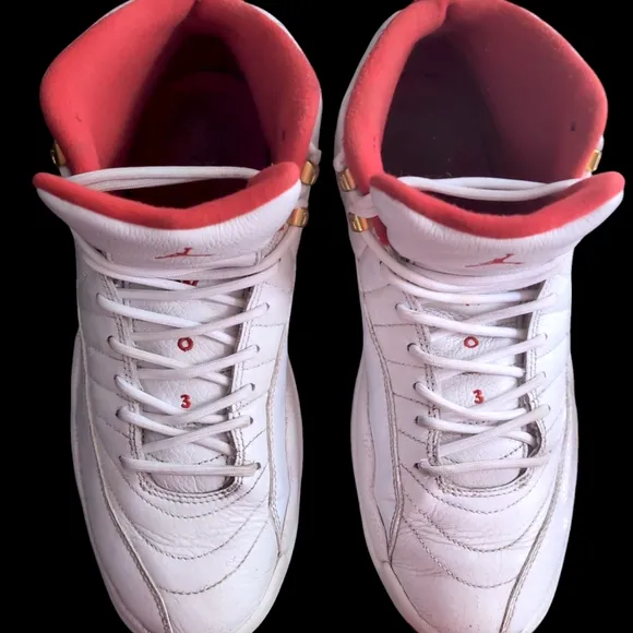 Air Jordan 12 Retro FIBA World Cup White, Red &amp; Gold Men's Sz 10.5 US Sneakers